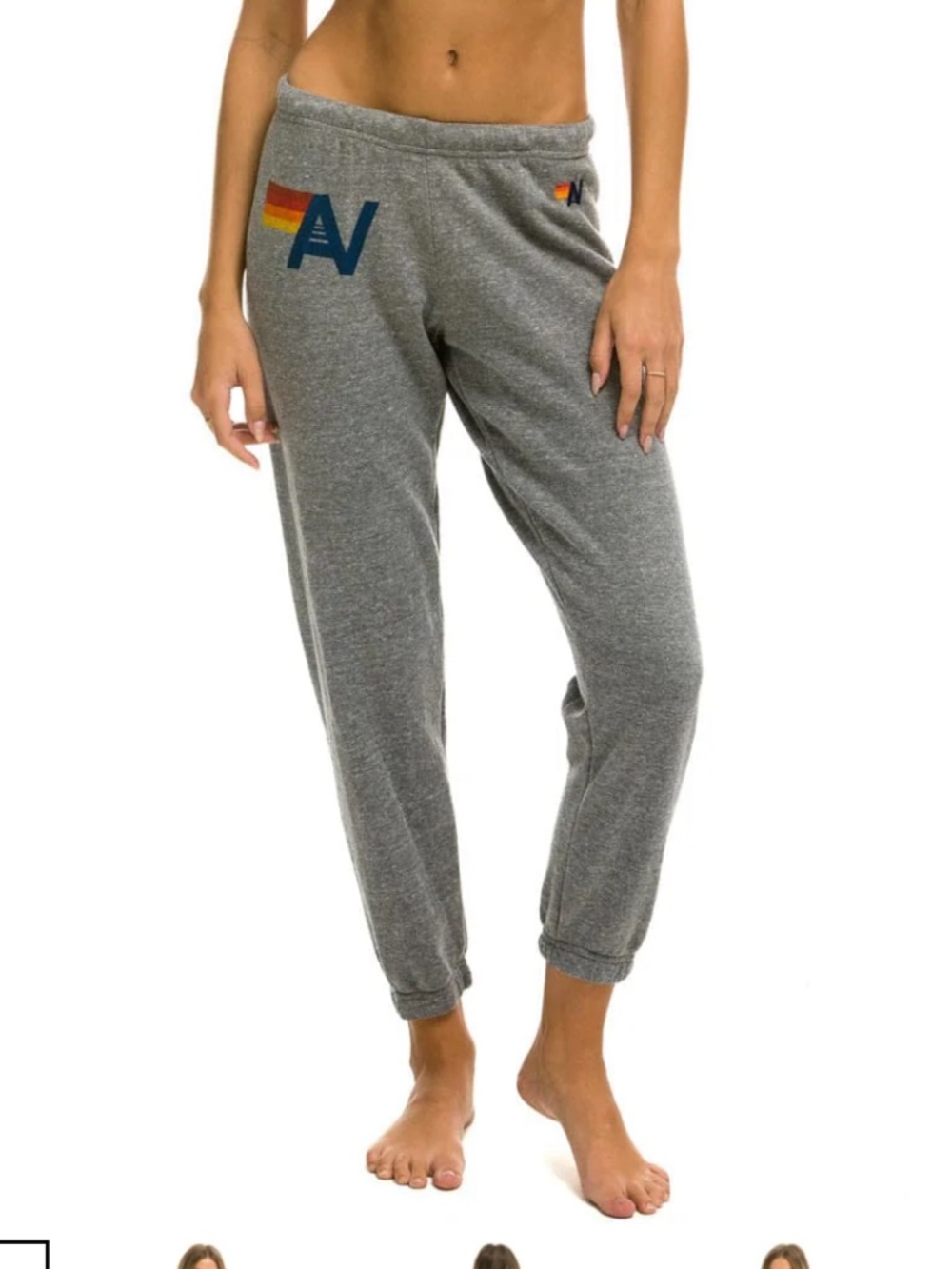 Aviator Nation Heather Grey Logo Jogger Sweatpants with Retro